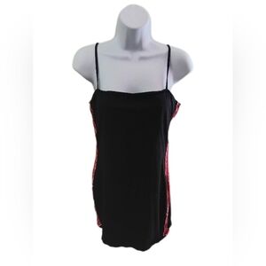 Black Mini Dress with Red Side Stripes